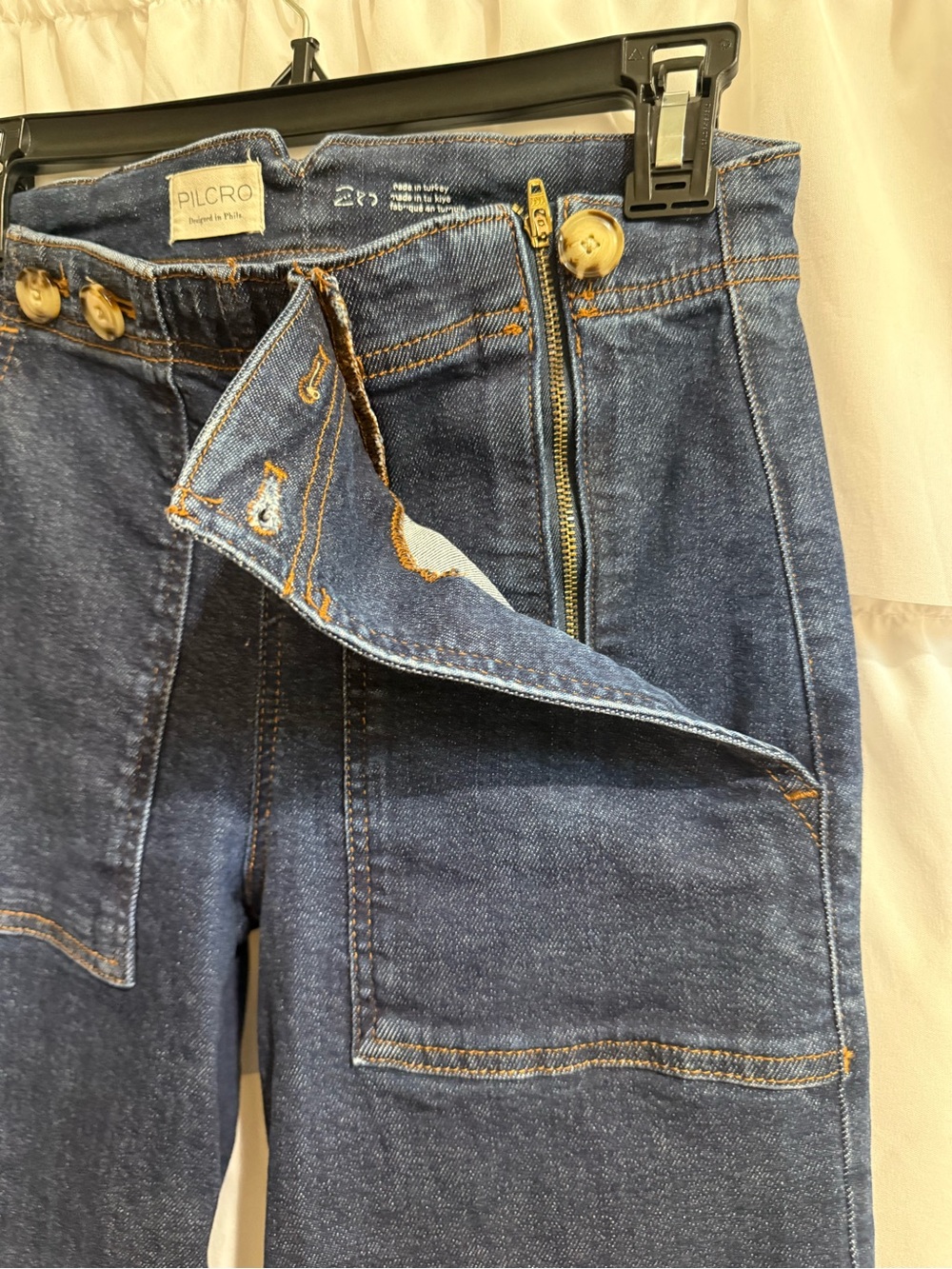 The Kit Cropped High-Rise Wide-Leg Utility Trousers by Pilcro- Dark Blue - Picture 5 of 11
